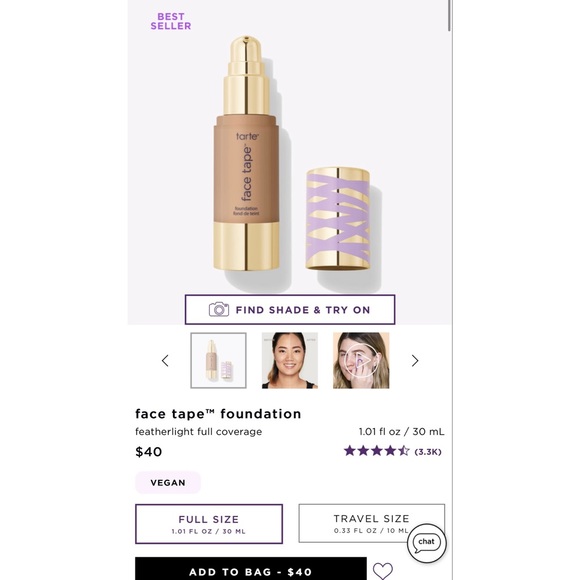 NWT Tarte 34S Face Tape™ Foundation Featherlight Full Coverage Makeup - Picture 3 of 15